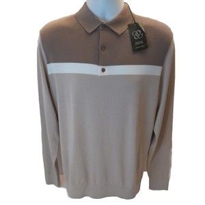 Altairega Mens Quarter Button Pull Over Lightweight Knitwear Sweater M tan NWT